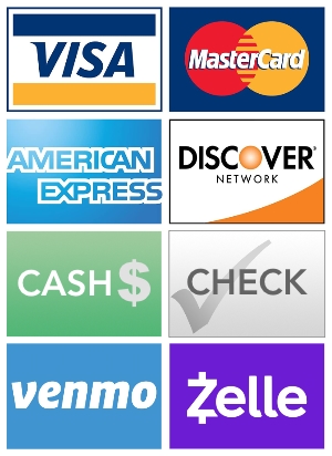 payment types: we accept Visa, MasterCard, American Express, Discover, cash, or check